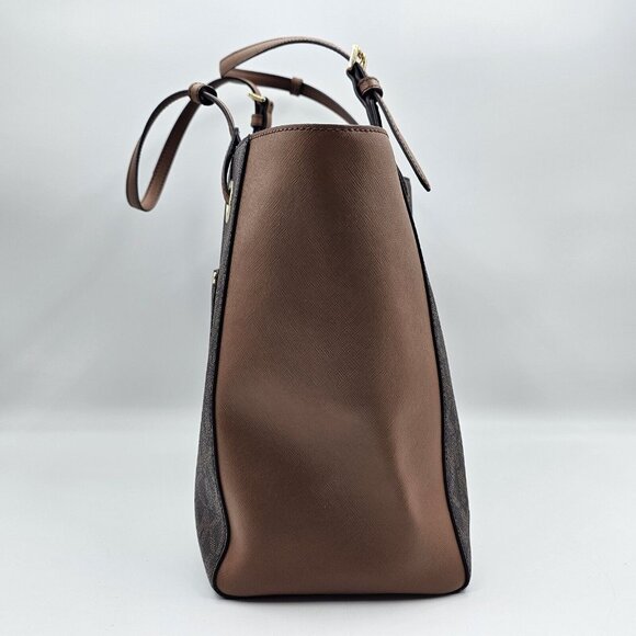 Michael Kors Walsh MK Logo Handbag Tote Purse Brown Tan Gold MSRP $278 - Picture 3 of 16